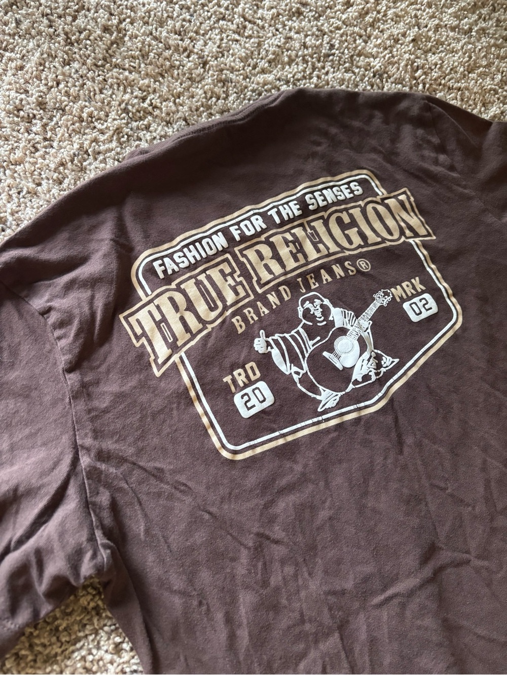 True Religion Brown Graphic Tee with Cream Accents